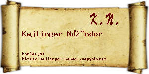 Kajlinger Nándor névjegykártya